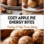 A plate of Apple Pie Energy Bites made with oats and nut butter as Freezer Energy Balls.